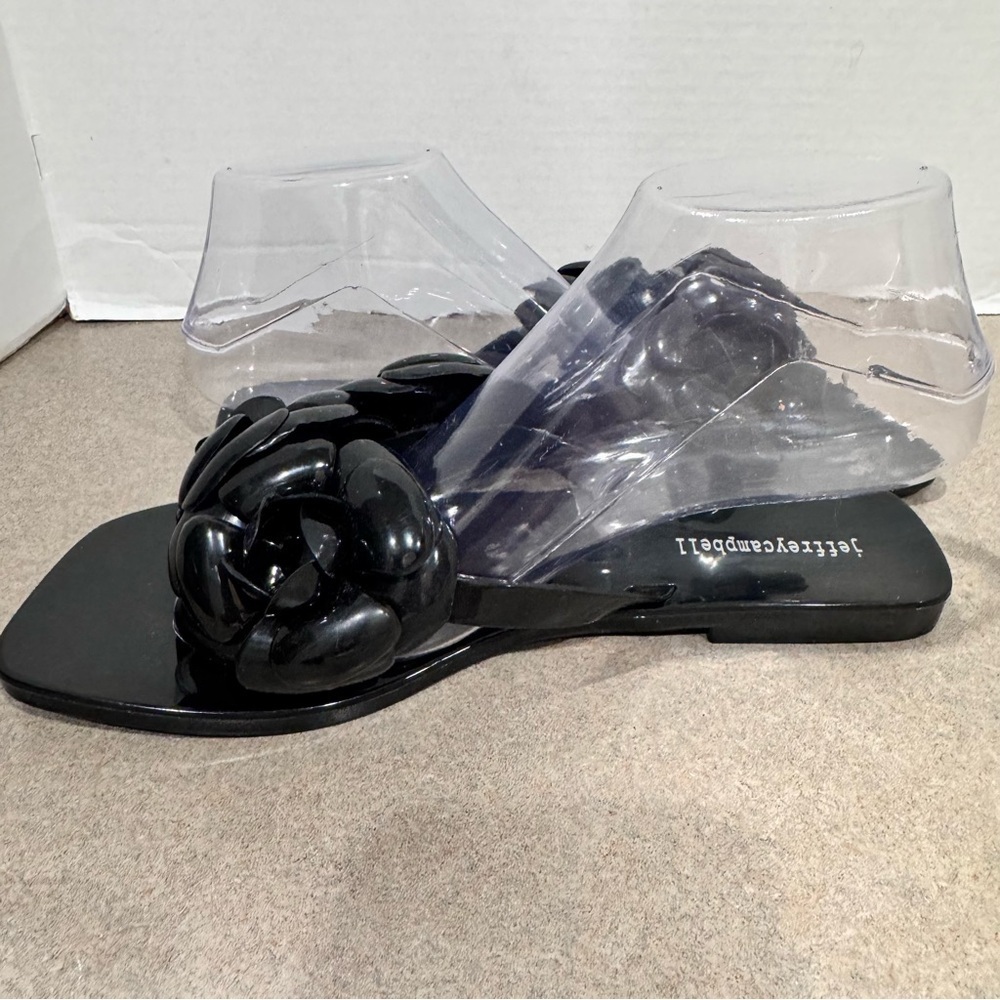 Jeffery Campbell Fleuris Black Jelly Flip Flop Thong Sandals Size 9 Slip On - Picture 6 of 9